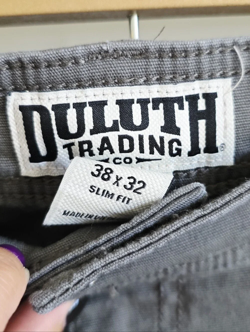 Duluth Flex Fire Hose Slim Fit Gray Men's Denim Pant Size 38X32